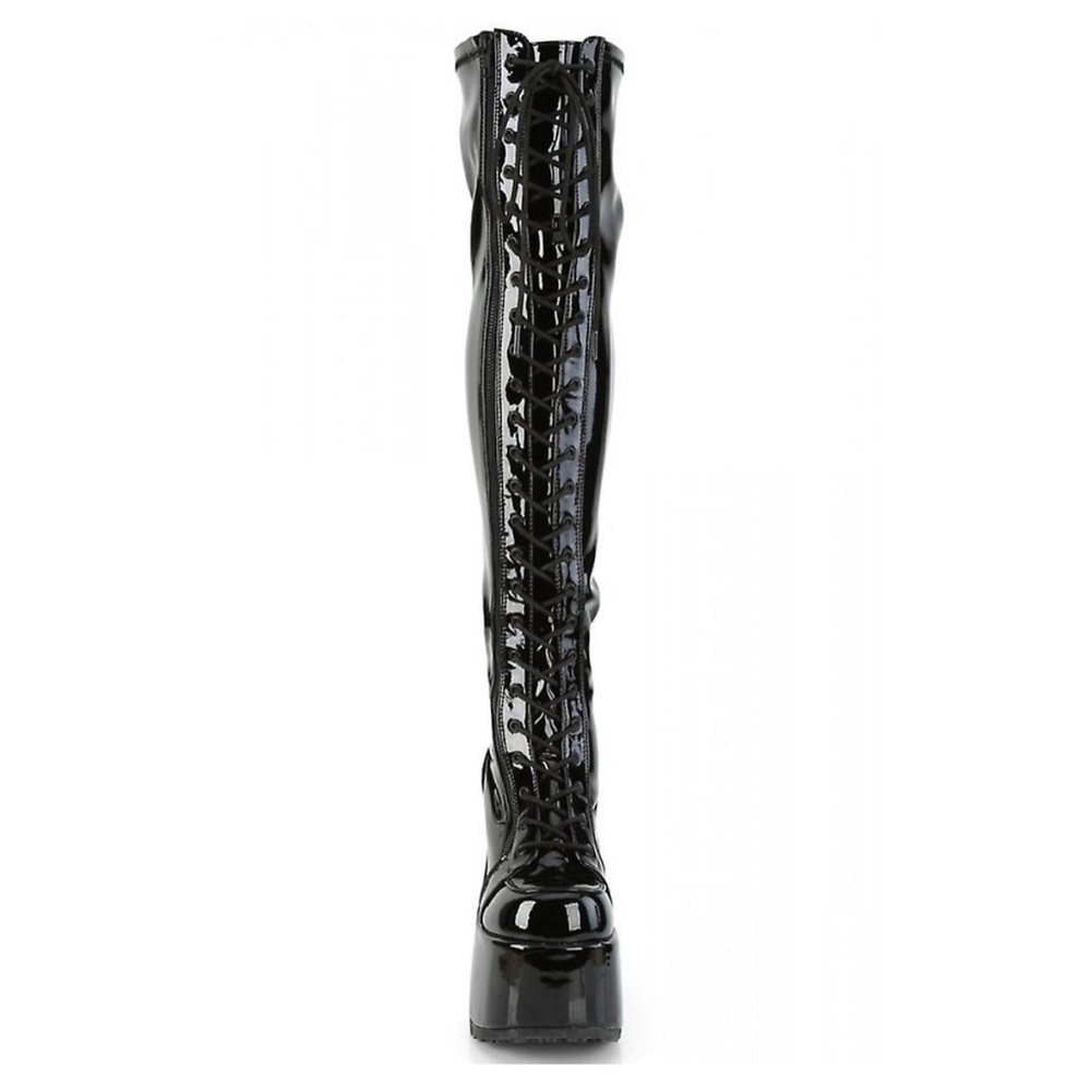 Demonia Black Over the Knee Boots - Picture 3 of 4